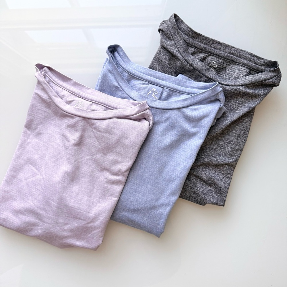 Rhoback Short Sleeve Tees in Lavender, Light Blue & Charcoal